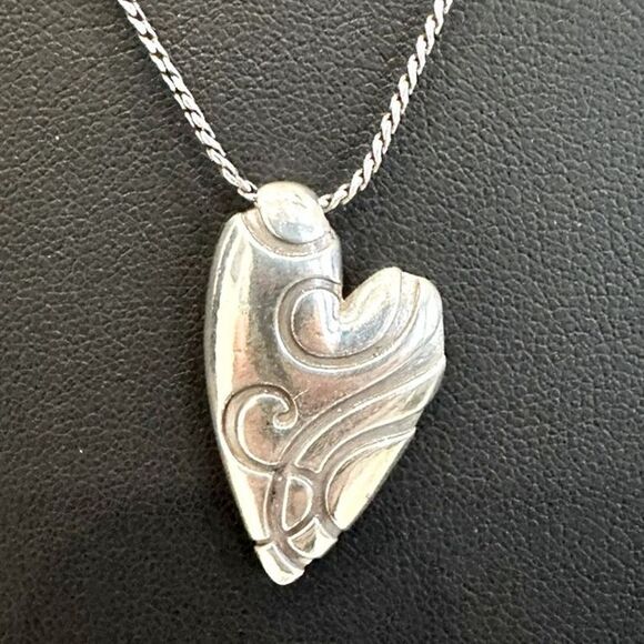 Brighton "Give It A Swirl" Modern Asymmetrical Heart Pendant Necklace - Picture 1 of 5